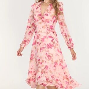 ADELYN RAE Floral Pink Wrap Dress